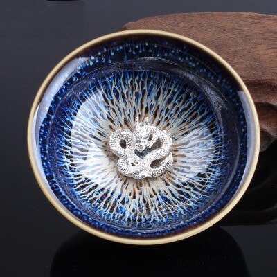 1 st Chinese Porselein China Jingdezhen Porselein Kom 45 ml 925 Pure Fine Silver Lotus Master Dragon Theekopje Thee Set giftPackage: C