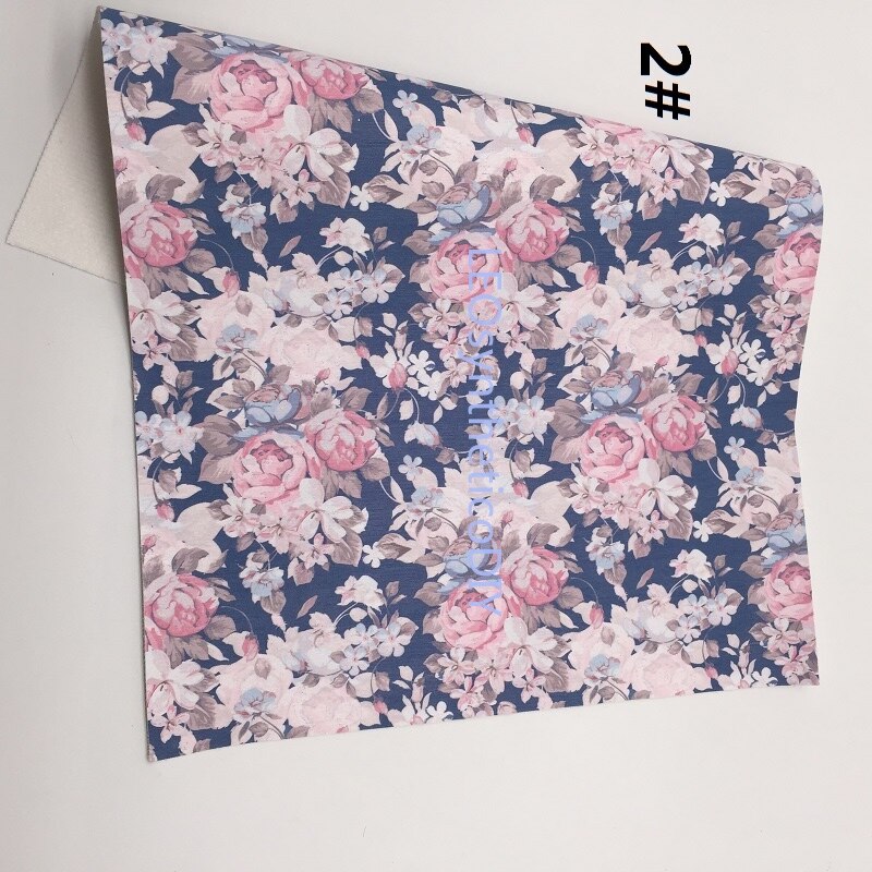 1PC 21X29CM Bloemen Gedrukt Faux Leer Stof, Synthetisch Leer Lakens, PU Leer Voor Maken Bows LEOsyntheticoDIY T343A