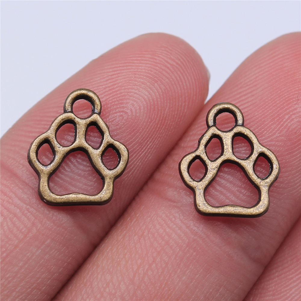 Wysiwyg 40 stk 13 x 11mm charms hundepote tibetansk bronze sølvfarve vedhæng antikke smykker fremstilling af gør-det-selv håndlavet håndværk: Antik bronze belagt