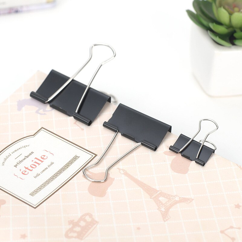 Ezone 20 stk metal binder clips sorte papir clips 15/19mm sorte farverige hjemmekontor bøger fil papir organizer clip mad clips
