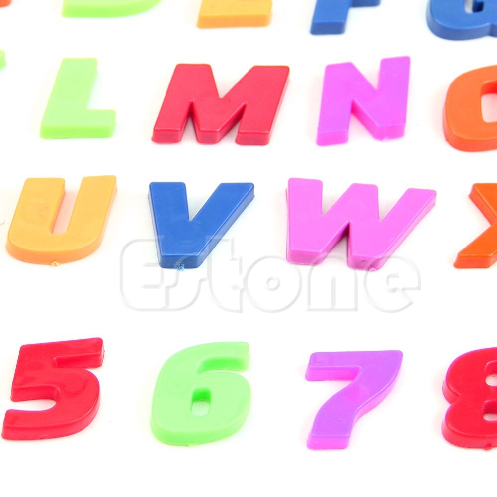 Letras y números, imanes de nevera para enseñanza, juego de alfabeto de 42 colores