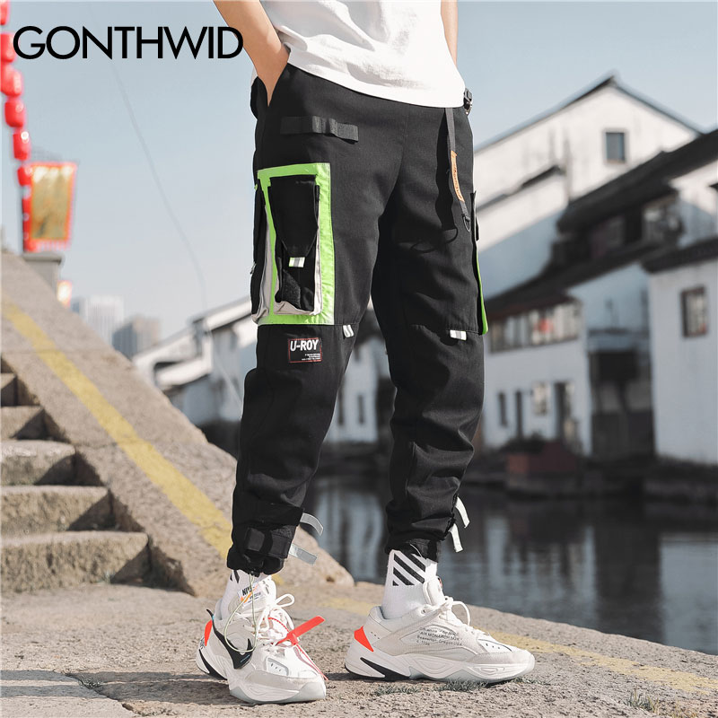 GONTHWID, pantalones de correr Cargo DE harén con múltiples bolsillos, pantalones de chándal casuales de Hip Hop para hombres, ropa de calle, pantalones de chándal Hipster Harajuku