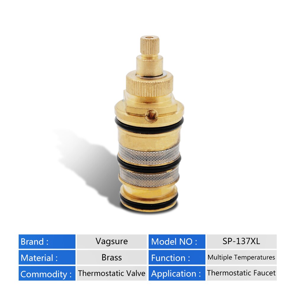 Brass Bath Shower Thermostatic Cartridge & Handle For Mixing Valve Column Shower Bar Mixer Tap Shower Mixing Valve Cartridge