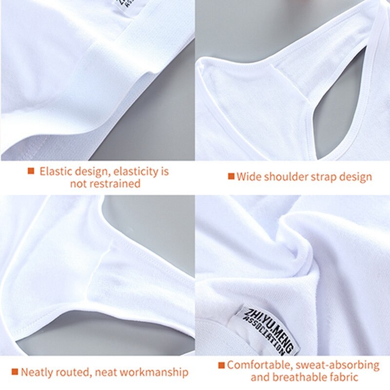 Girls Bra Cotton Training Bra Teens Breathable Bralette Children Racerback Tops Student Cosy Underclothes for Kids 12 Years Old