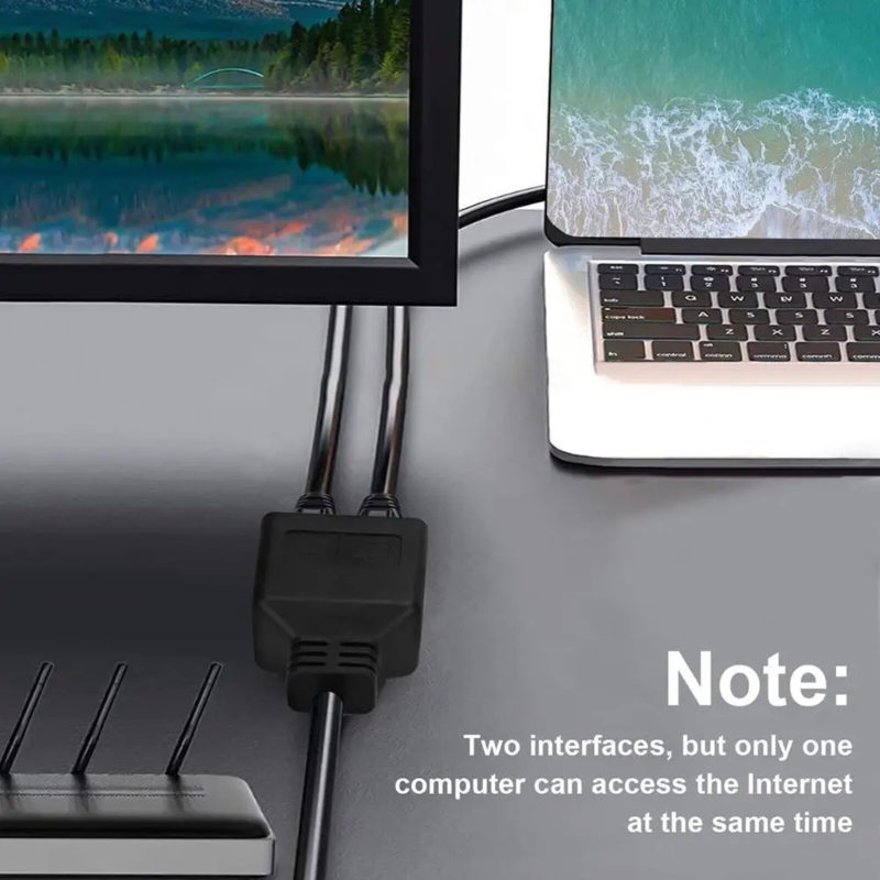 Praktisches Splitterkabel von Buchse auf Doppelstecker, RJ45-Adapterkabel, Netzwerke, Internet-Splitter-Verlängerungsleitung für