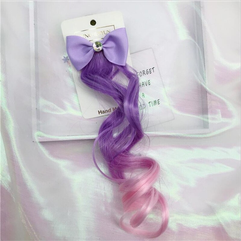 Pinzas para el pelo con pajarita de colores para niña, pinzas trenzadoras para el pelo con alas de purpurina de arcoíris, lazos para el pelo de princesa, peluca larga, horquillas, herramienta trenzada: plum