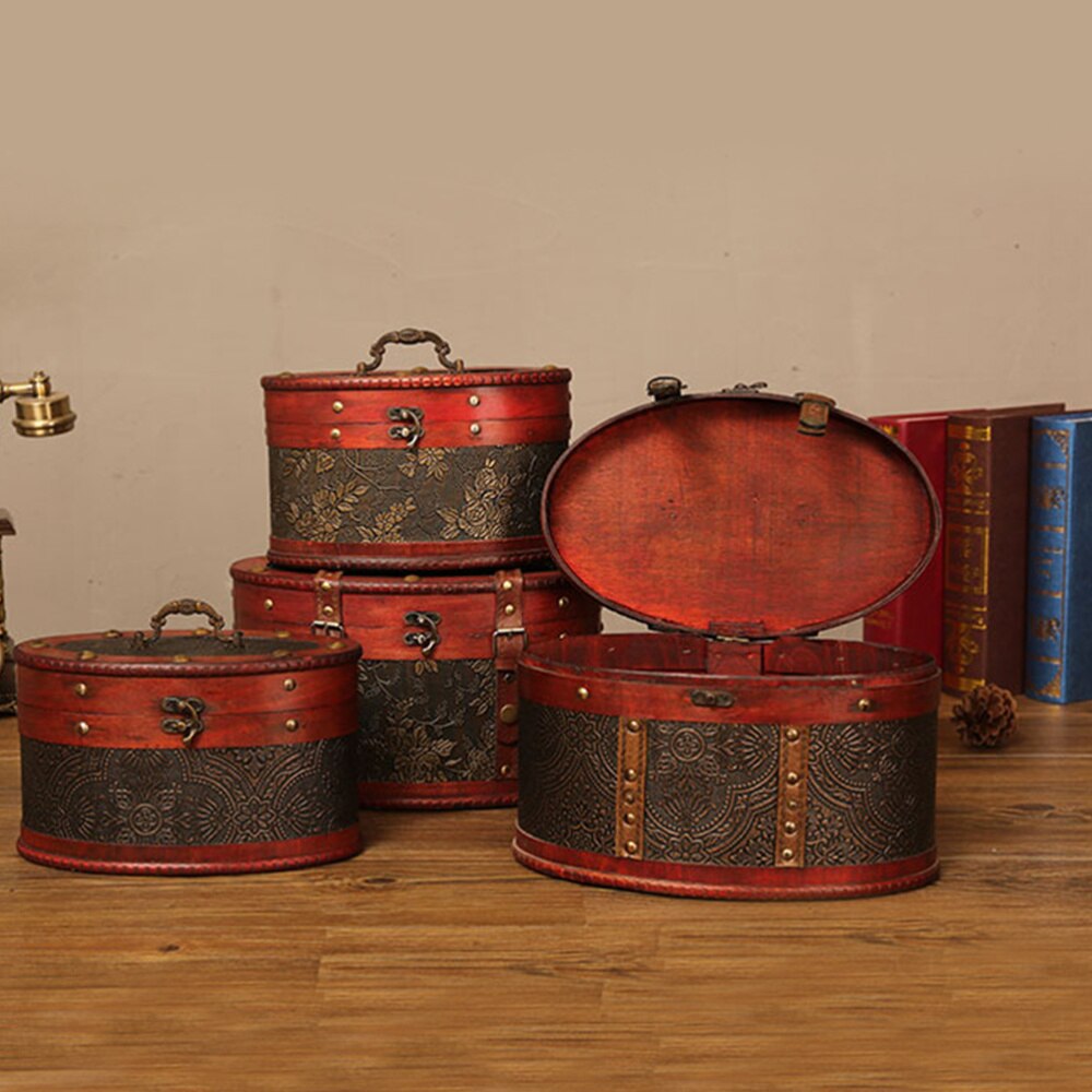 Delicate Ancient Chinese Style Round Tea Leaves Cake Storage Box Tea leaves Display Organizer Wooden Tea Package Box - A Si