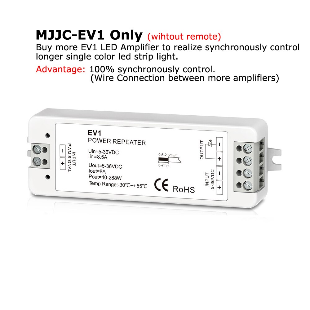 Led -himmennin 12v 5v 24v 36v pwm langaton rf -himmenninkytkin pois päältä 2.4g kauko -himmentimellä yksiväriseen led -nauhavaloon: Vain mjjc -ev1