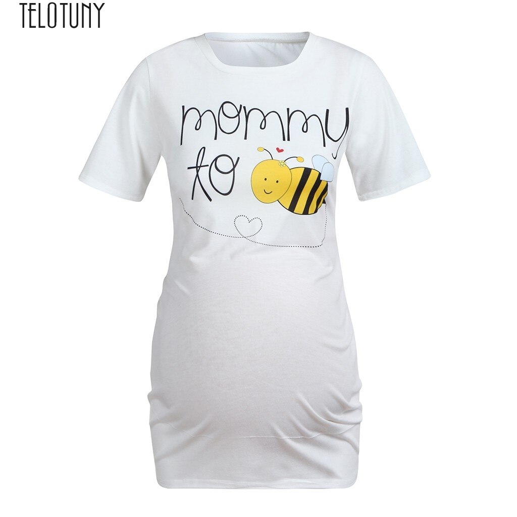 Telotuny barsel skjorte kvinder kortærmet tegneserie honningbi toppe t-shirt graviditetstøj mor kausal toppe dec 19