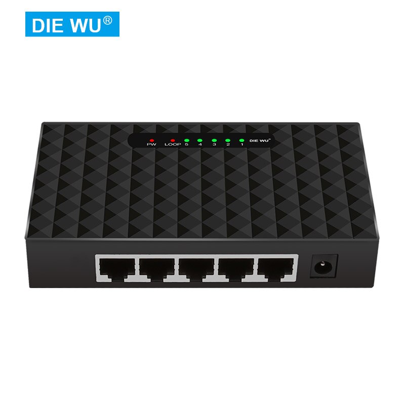 TXE042 Ethernet Switch, 5 Port Gigabit Unmanaged Metalen/Plastic Plug En Play Compact Met Loop Waarschuwing Ondersteuning 5-20V Input