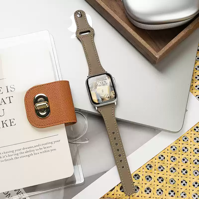 Thin Leather Strap for Apple Watch Band 10 9 8 42mm 46mm 41mm 44mm 45mm 38/40mm Women Watchband Bracelet Belt iWatch 7 se 6 5 4