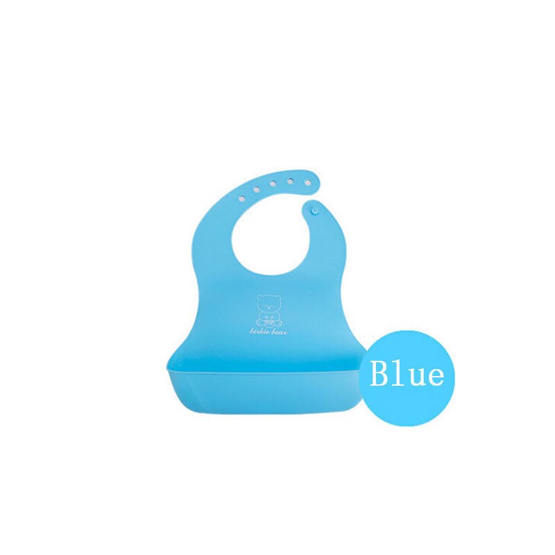 Baberos alimentación de silicona impermeable para bebé, babero para niños, Catcher de comida enrolladas, bolsillo, 4 Uds.: Azul