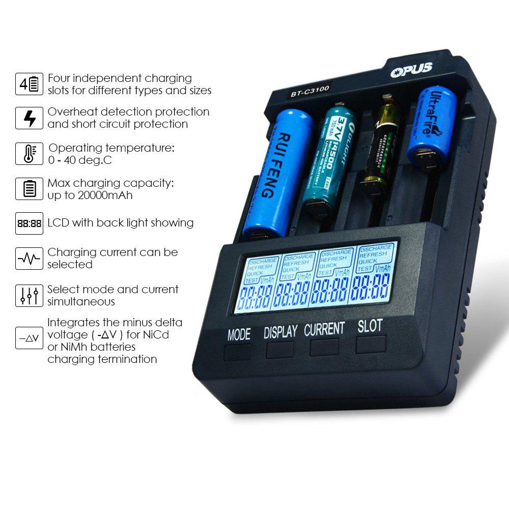 Opus BT-C3100 V2.2 Digitale Intelligente 4 Slots Aa/Aaa Lcd Battery Charger Opus Bt-C3100 V2.2 Batterij Oplader r29