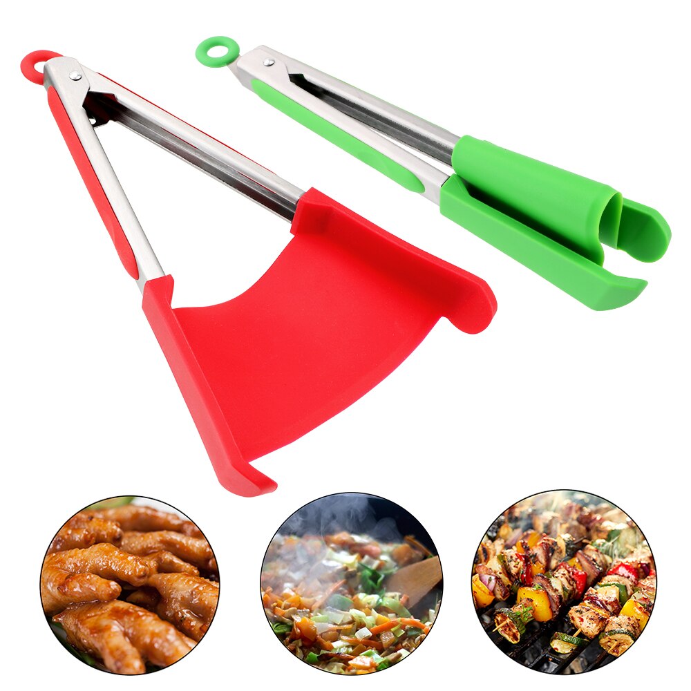 2in1 Silicone Food Clip Multifunctional Kitchen Gadget Smart Silicone Spatula Clip Flat Bottom Food Clip