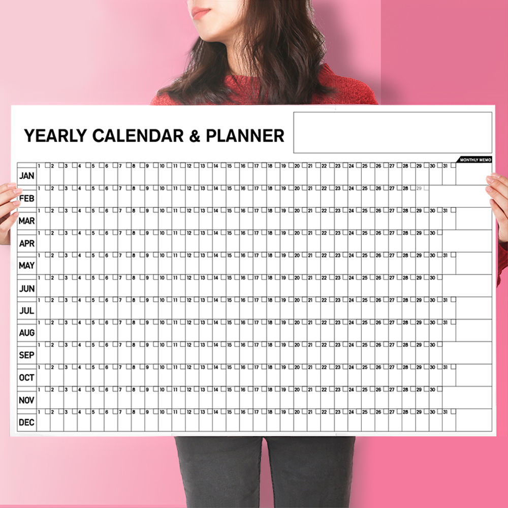 Large Yearly Wall Calendar Poster 30.5 x 20.4 Inch Giant Oversized Blank 12 Monthly Task Organizer Planner with 12 Ballpoint Pen