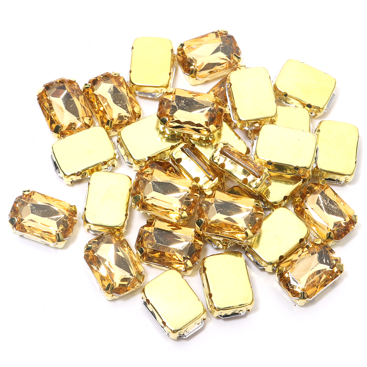 30 stuks 10 x 14mm rechthoekige kristallen glazen strass-steentjes, handgenaaide acryl strass-steentjes met gouden klauw voor kledingaccessoires: Zwart