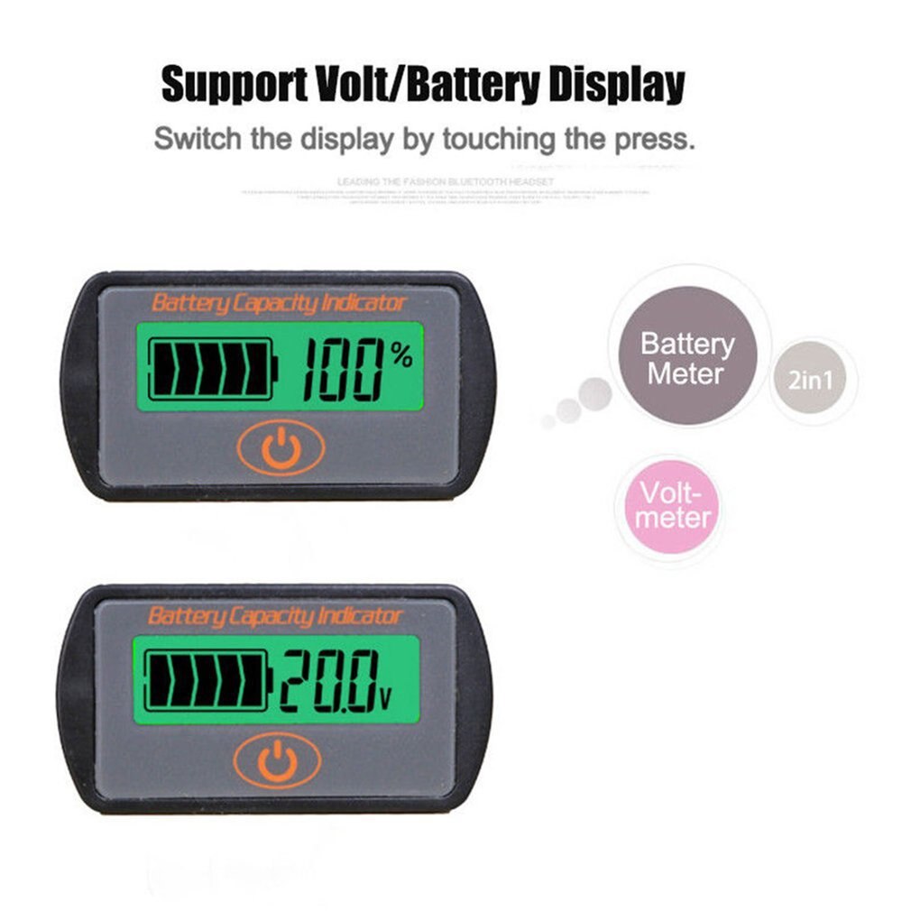 Compteur de pourcentage de batterie au plomb 12 V, voltmètre, affichage de la quantité électrique, fonction de mémoire de mise hors tension