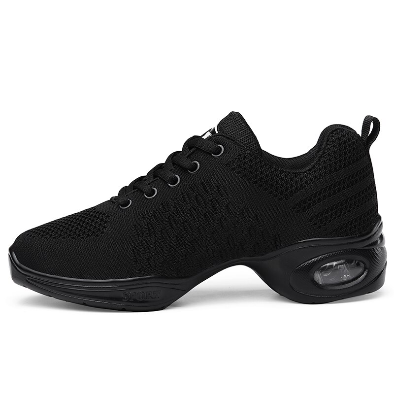 Zapatillas transpirables de Jazz Hip Hop para mujer, zapatillas deportivas de baile con características, zapatillas de baile modernas blancas y negras para niñas, zapatos de práctica, suela suave: Black / 7
