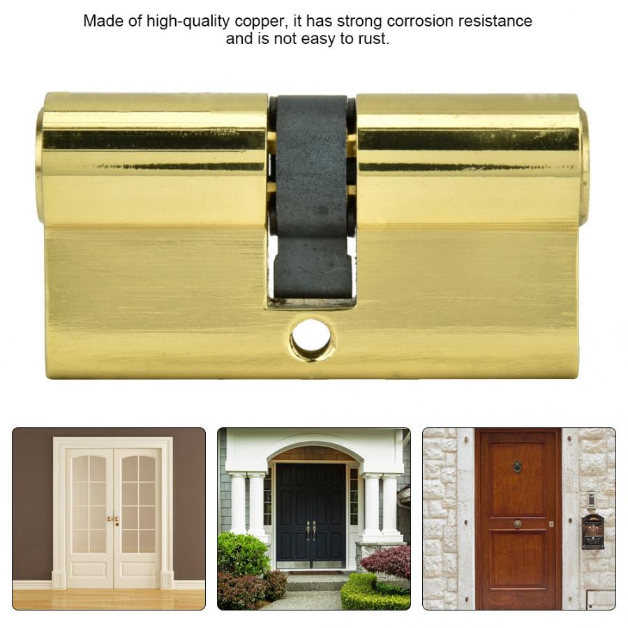 60mm Copper Dual Open Lock Cylinder Anti-theft Door Lock Cylinder with Keys Copper Lock Cylinder