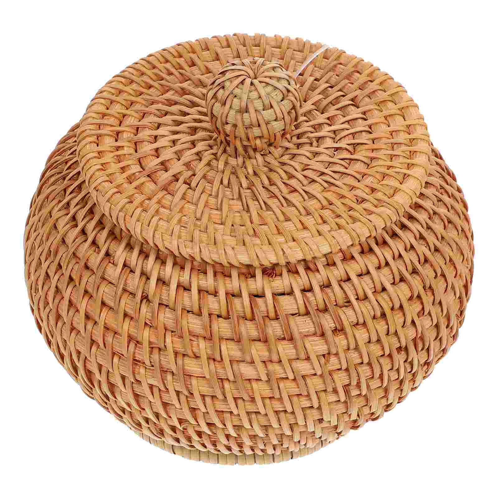 1Pc Woven Storage Basket Natural Rattan Woven Multi-use Storage Organizer Sundries Basket