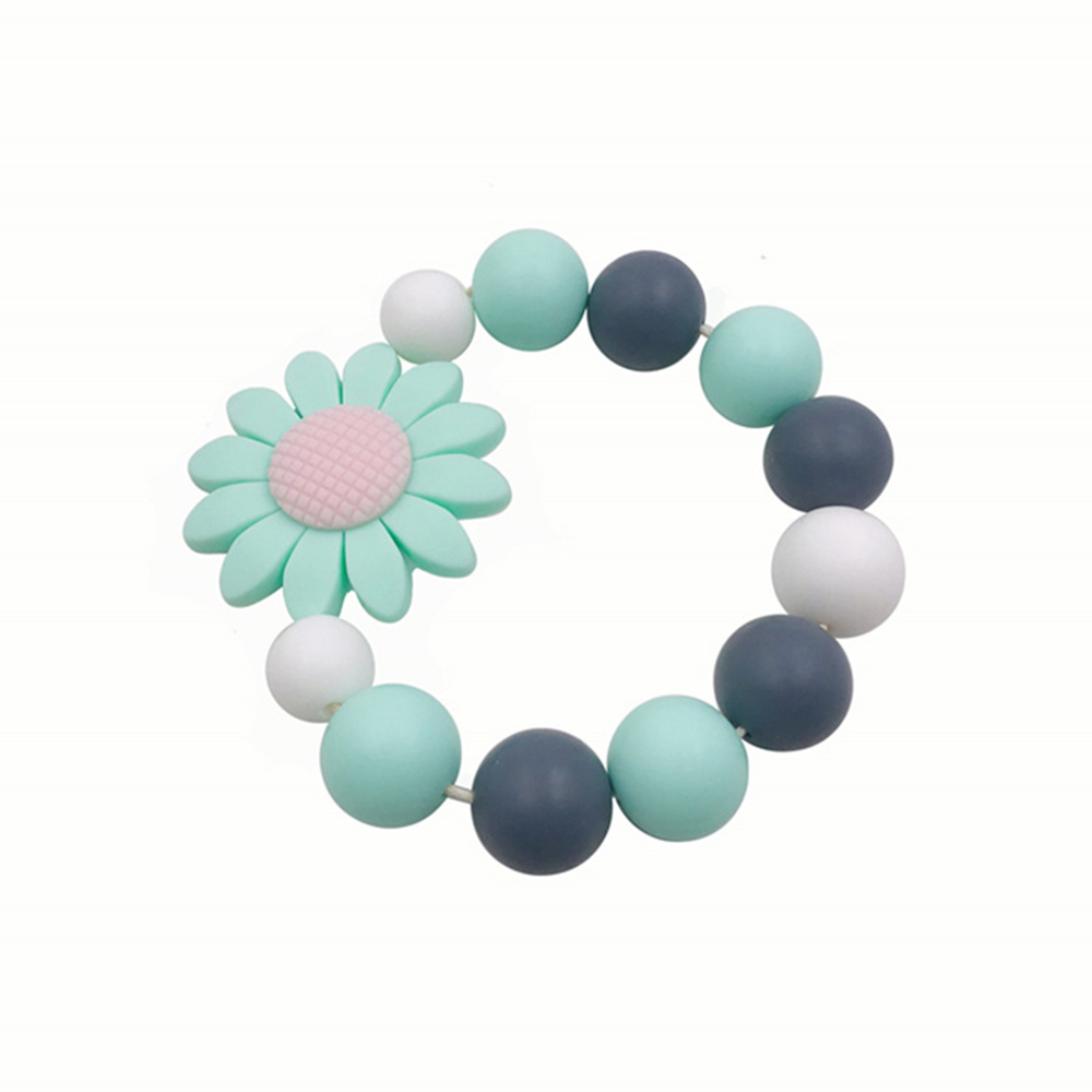 Baby Bunte Armbänder Sonnenblume BeißRing Silikon kauen Perlen Zahnen Rasseln Spielzeug BeißRing Armbänder Stoppen Saugen Daumen Spielzeug Neue: 1