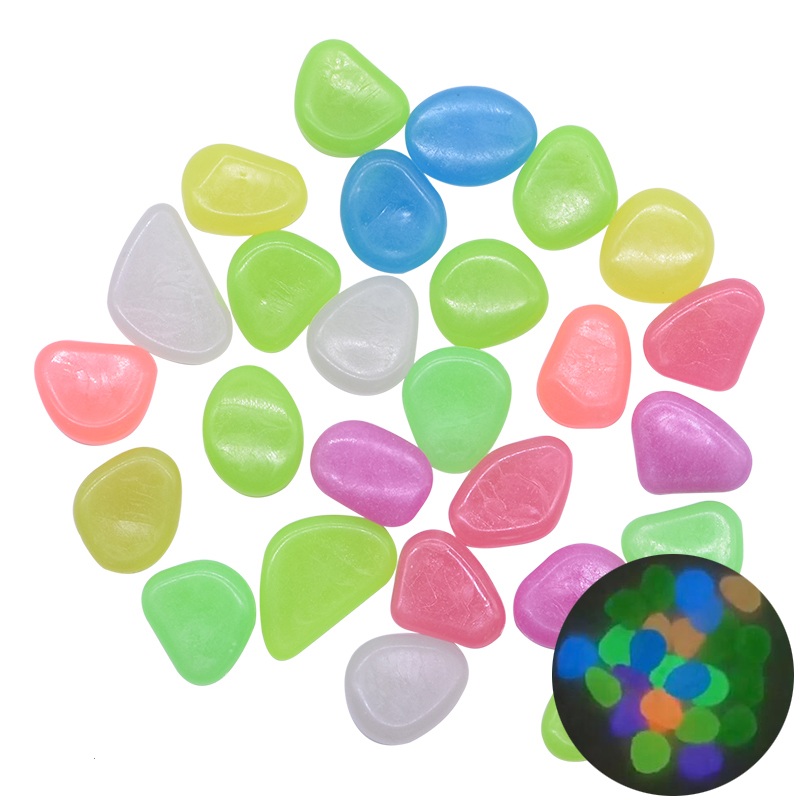 50Pcs Glow In The Dark Pebbles Glow Stones Rocks For Walkways Garden Path Patio Lawn Garden Yard Decoration Luminous Stones: Mix