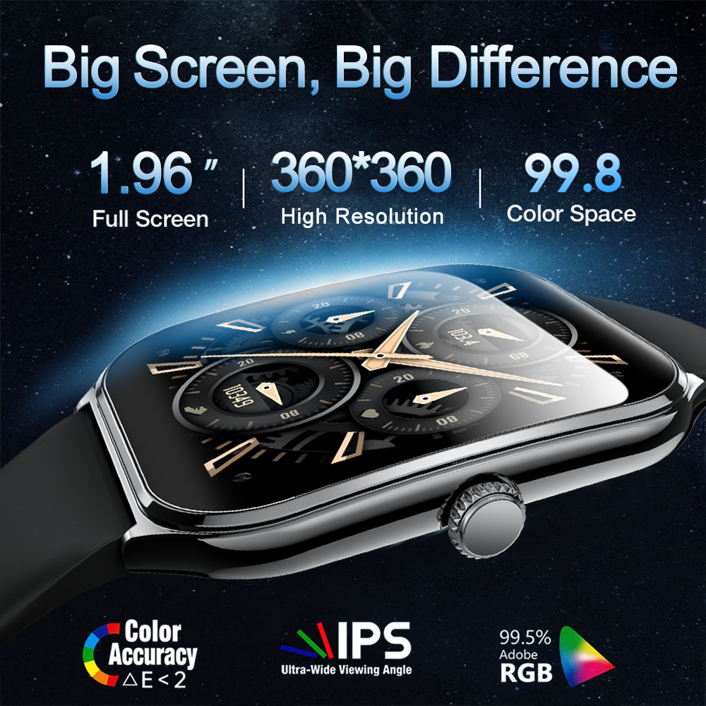 Novo esporte ao ar livre smartwatch masculino 1.96 "tela amoled sempre mostrar tempo ai voz monitor de saúde à prova dwaterproof água bt chamada smartwatch