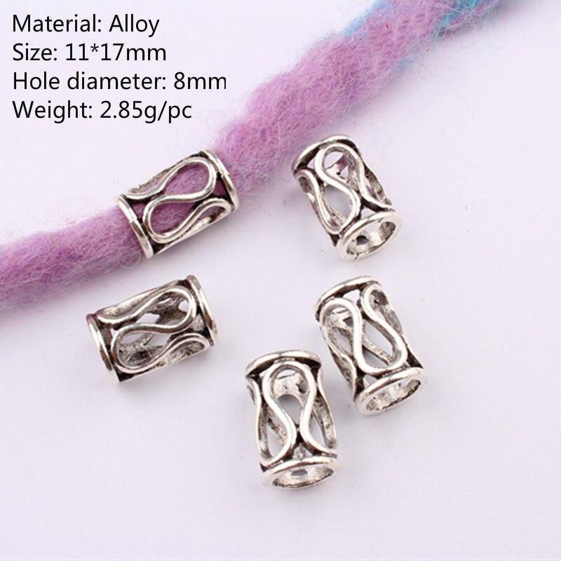 5Pcs Metal Hair Braider Rings Beads Cuffs Tubes Charms Hair Styling Tool Dreadlock Dread Hair Braids Decoration Accessories: NO.1 5pcs