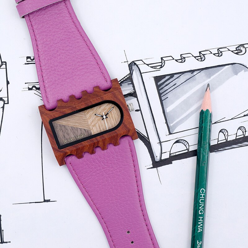 BOBO BIRD nouvelle montre en bois de créateur de à la main pour femmes tenue décontractée montre-bracelet Unique coloré en cuir bandes boîte