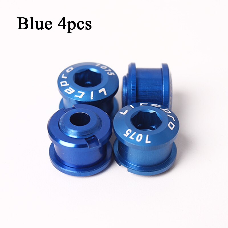 Litepro 4/5Pcs Mtb Kettingblad Bouten Aluminium Single Speed Disc Super Licht Kettingwiel Schroeven Voor Road Mountain fiets Crank: 4PCS-Blue-6.5mm