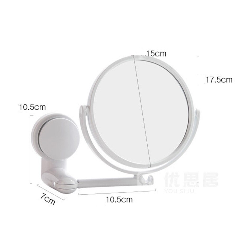 Dormitory wall-mounted vanity mirror foldable rotating single mirror home bathroom free punching round vanity mirror#0130g10
