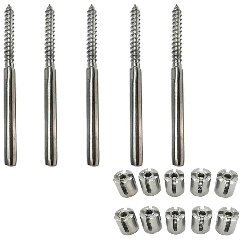 32 Pairs Swage Lag Screws Left & Right for Deck Cable Railing Systems Wood Post Balusters for Cable Deck Railing