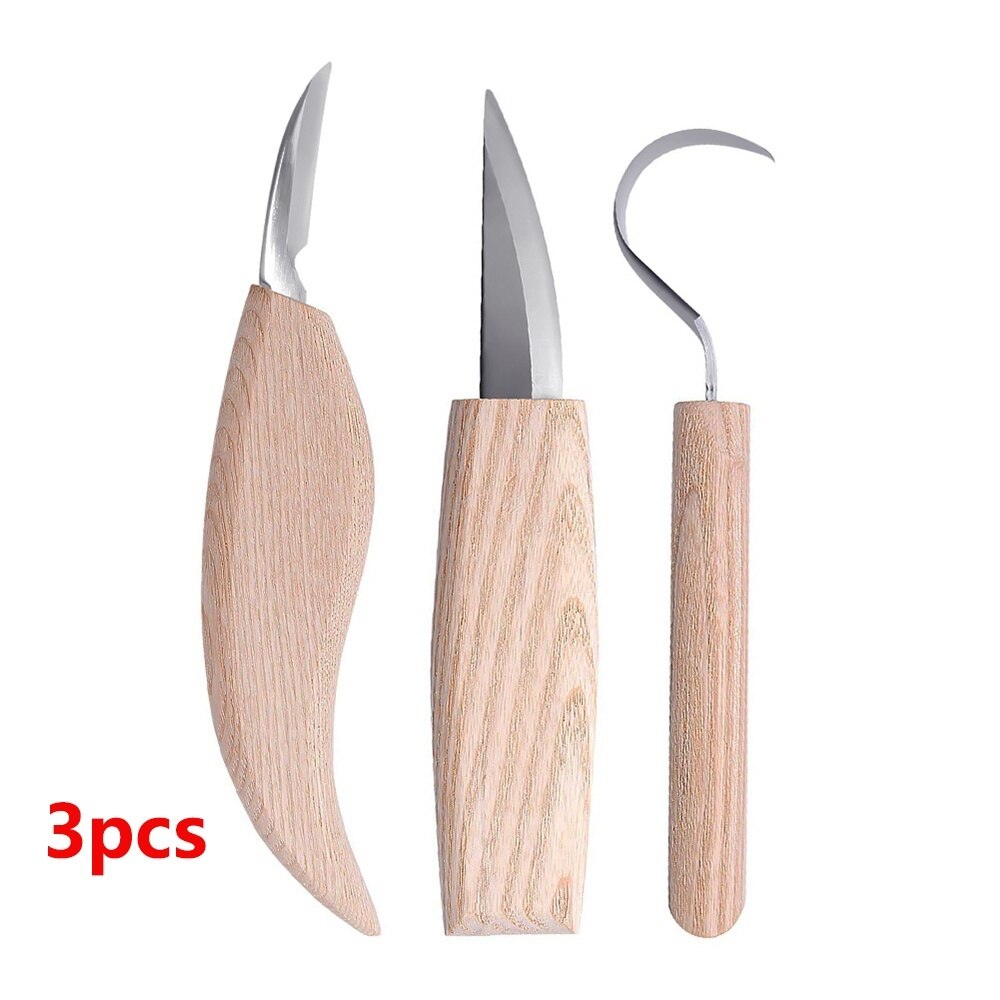 Wood Carving Tool Set - Hook for Spoon, Bowl, Kuksa Cup or General Carving Knife, Whittling Knife, Detail Wood Utensils Type: 3pcs