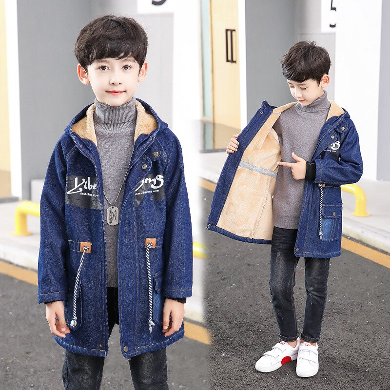 Manteau d'hiver pour garçons, style coréen pour adolescents, manteaux pour enfants Cowboy Plus veste en velours, pour enfants de 5-14 ans, Parka