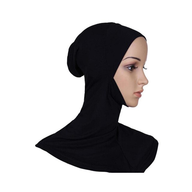 Bubbles Chiffon Scarf With Diamond Women Muslim Solid Color hijab Scarf Female Scarf Shawl Bead Wrap Muslim Hijabs: inner hat black