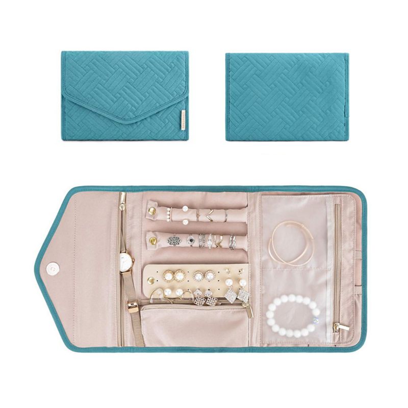 Travel Jewelry Organizer Roll Foldable Jewelry Case for Journey Earrings / Rings / Diamond / Necklaces / Bracelets / Brooches
