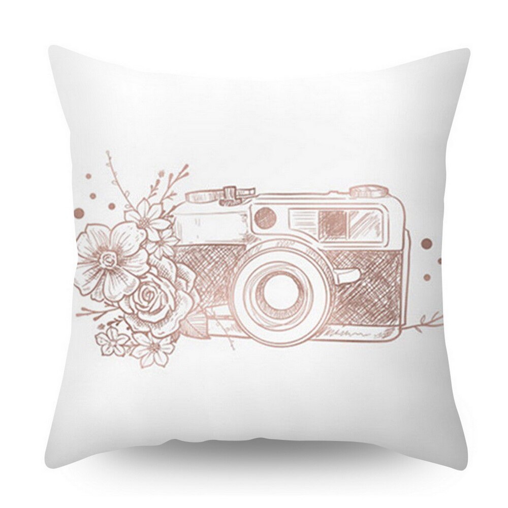 Rose Gold Polyester Geometric Pillowcase Square 45x45cm Cushion Cove Soft Bedroom Decorative Throw Pillow Cover