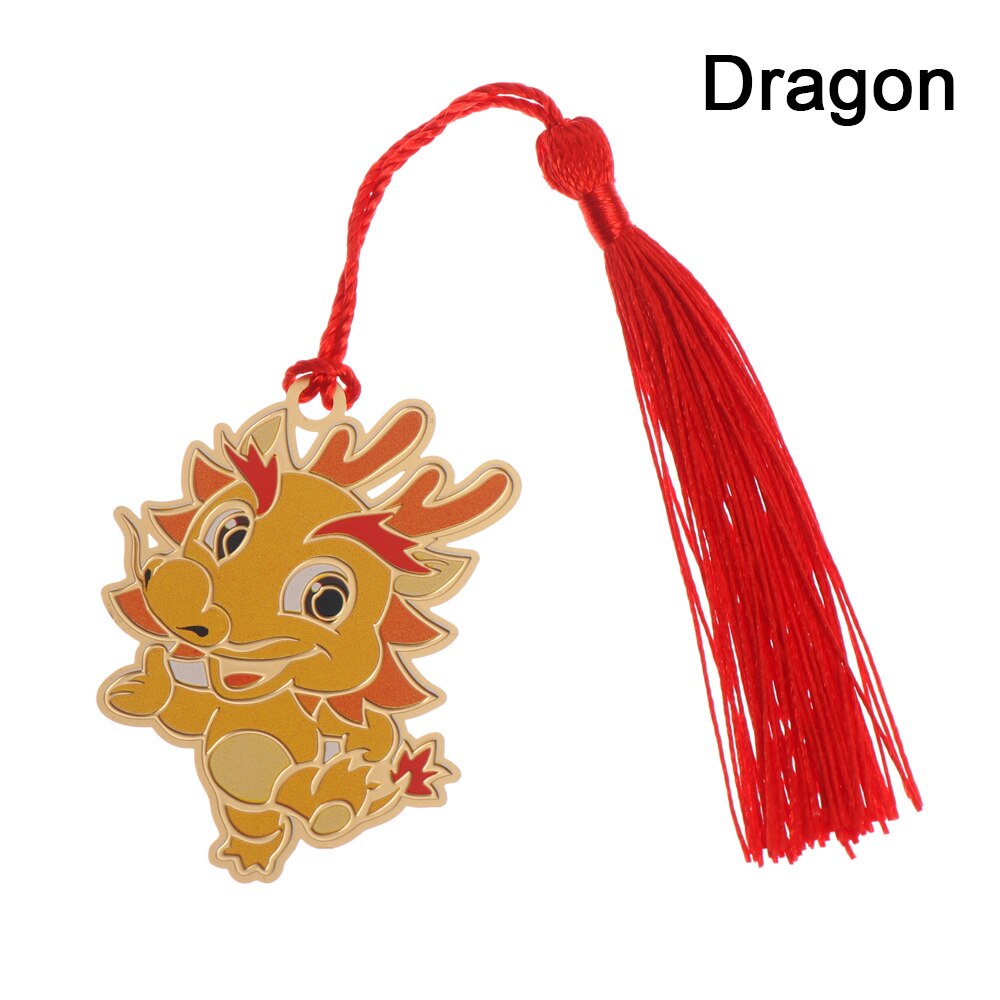 Chinese dierenriem bladwijzer cartoon kleur kwast bladwijzer metaal retro boekenleggers studentenbenodigdheden kantoor schoolbenodigdheden: Draak