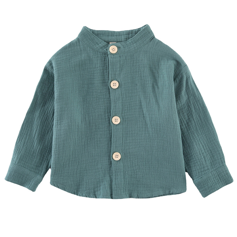 Voorjaar Jongens Effen Kleur Shirts Koreaanse Stijl Baby Meisjes Blouse Linnen Lange Mouw Shirts Kinderen Tops Kleding