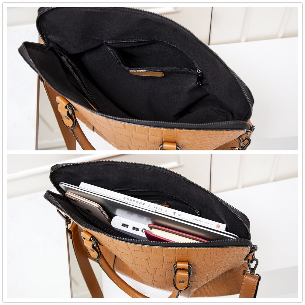 Vrouwen Aktetas Kantoor Computer Schouder Tas 14 "15" Laptop Handtas Dames Lederen Business Aktetassen Handtassen Maletin Mujer
