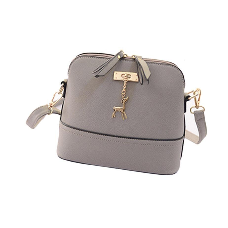 Women Messenger Bags Vintage Small Shell Leather Handbag Casual Bag Handbag Women Bags Handbags Women Famous Brands: gray