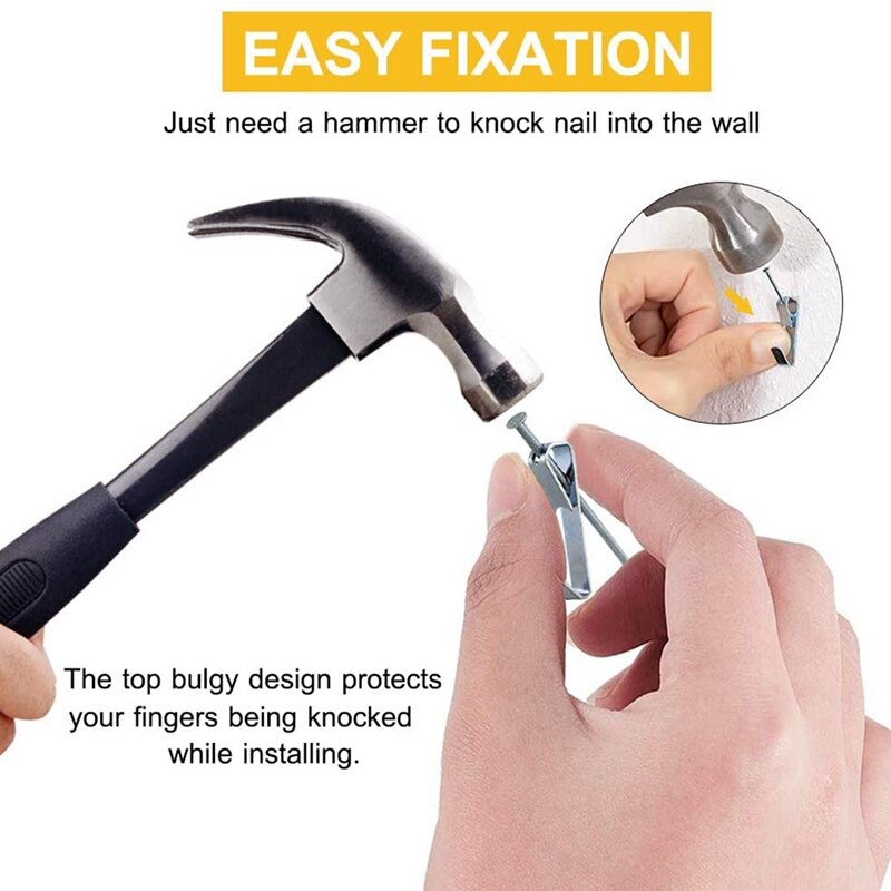 100Pcs Picture Hangers 30Lbs,Photo Frame Hooks with Nails, Picture Hanging Kit for Canvas, Clock, House Decoration