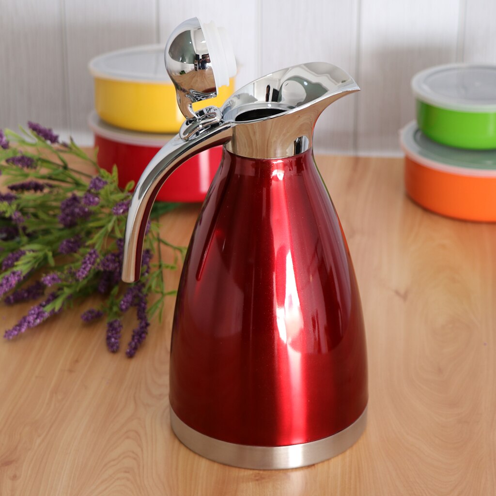 2L Dubbelwandige Vacuüm Isolatie Thermische Koffie Karaf Home Water Pot: Rood