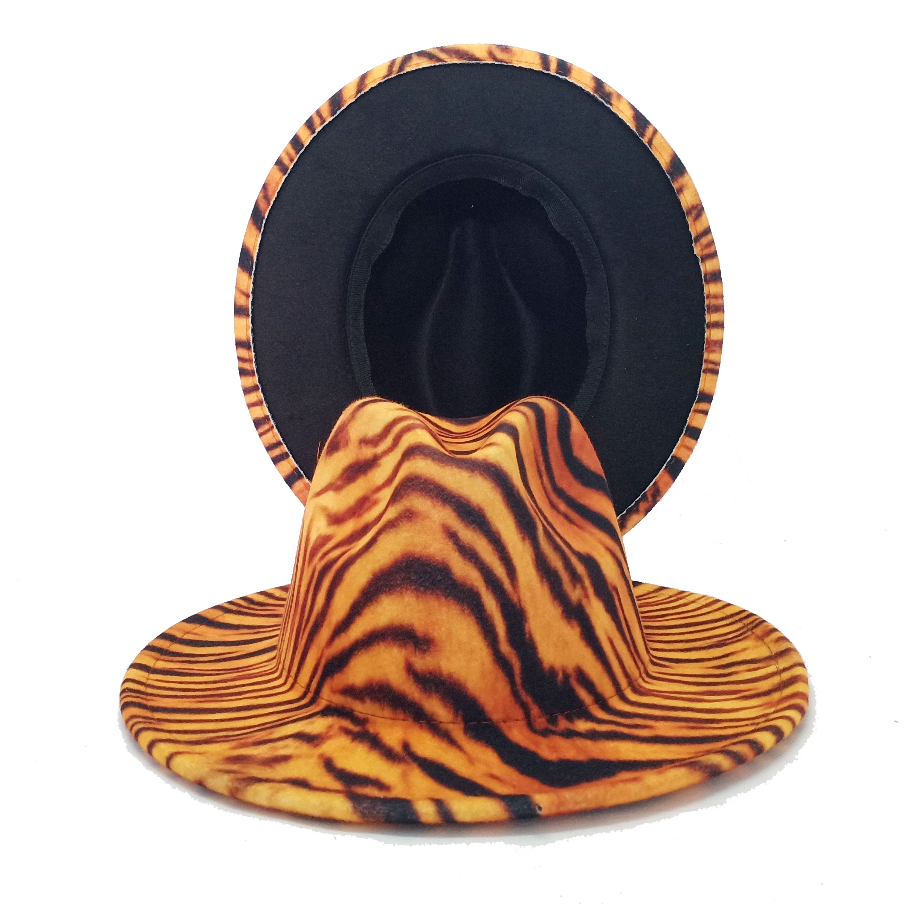 Sombreros Fedora de grano de leopardo para hombre y mujer, gorro de Jazz estilo Retro Panamá, sombrero de vaquero de ala ancha, Unisex: 07