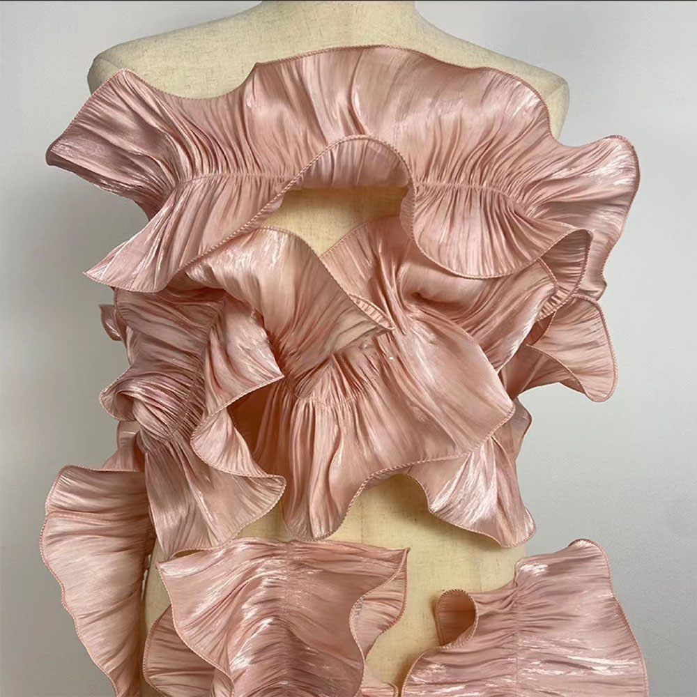 1Yard Ruche Glanzend Satijn Plooi Kant Versieringen Stof Voor DIY Naaien Meisje Jurk Boeket Lint Gordijn Rand Zoom Home Party bekleding: legergroen