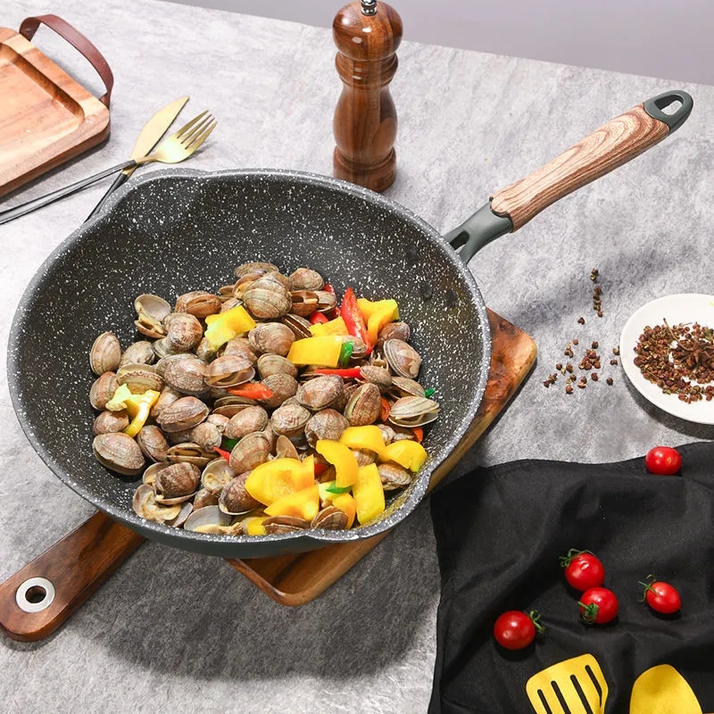 Small Wok Non-stick Pan Dish Pan Household Induction Cooker Gas Stove Suitable for Flat-bottomed Frying Pan Cookware Cooking Pot