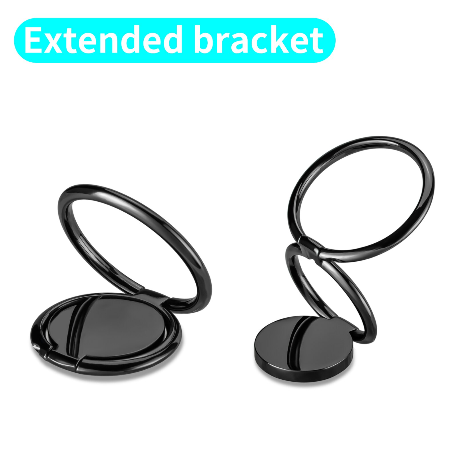 Luxury Universal Plating Gold Silver Black Metal Double Finger Ring Mobile Phone Talk Round Grip Stand Holder Women