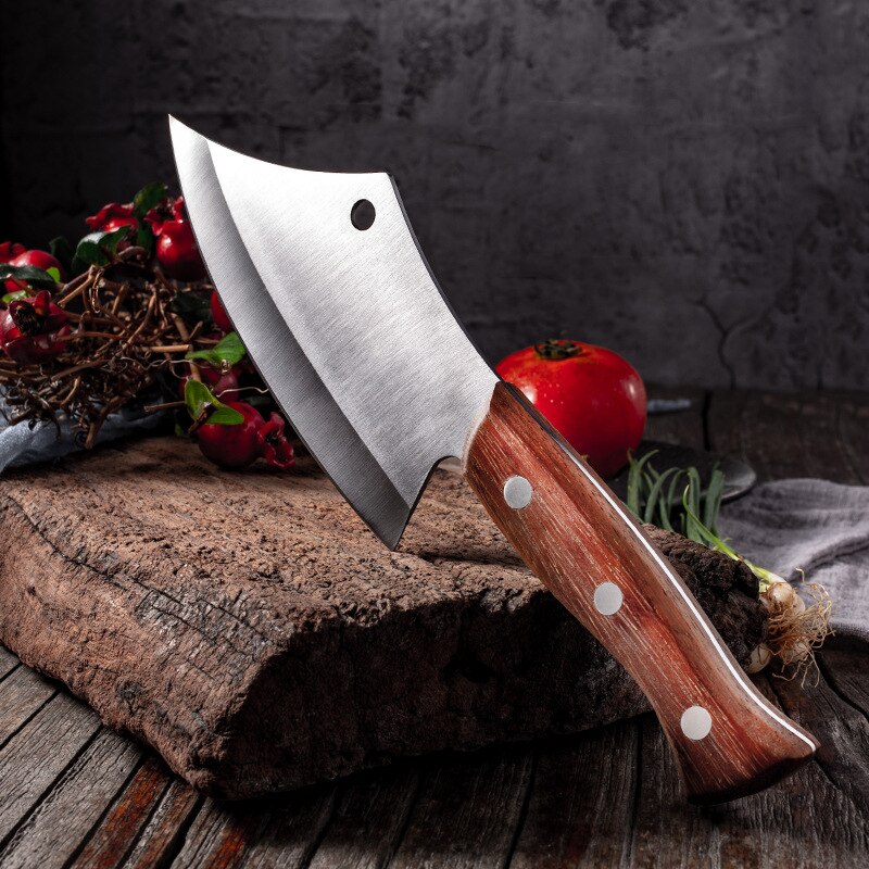 Forged stainless steel small kitchen knife with wooden handle Chopping knife Sharp blade Meat cleaver Kitchen cooking knife
