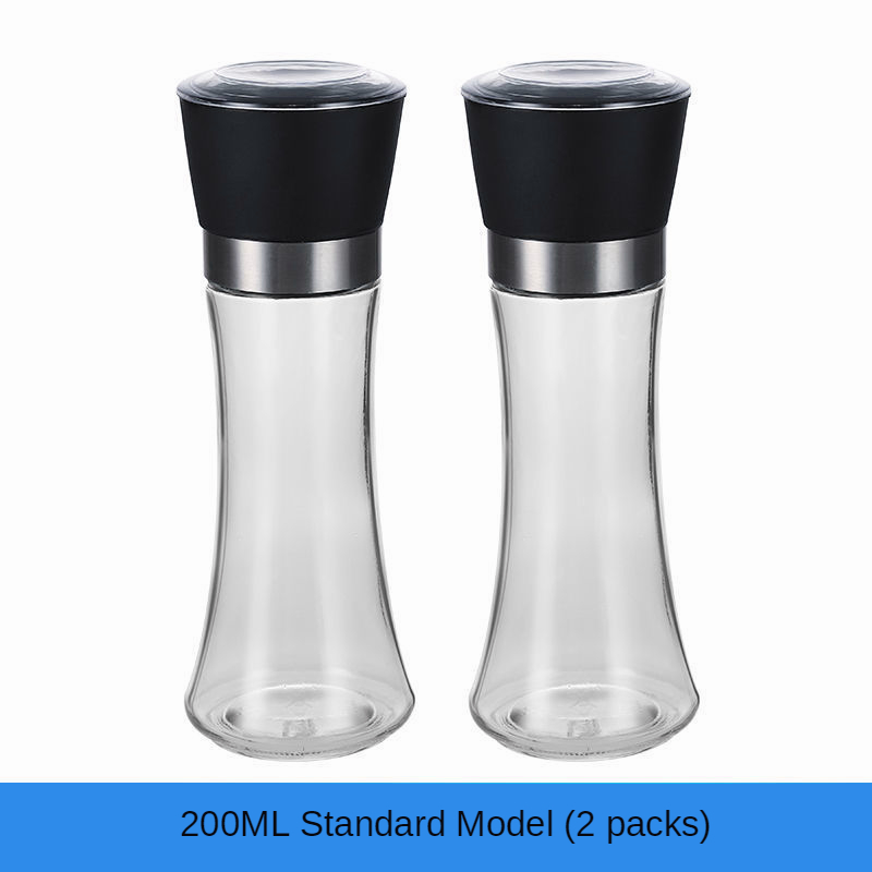 Molinillo de acero inoxidable para moler sal y pimienta, molinillo de vidrio para especias y hierbas, botella de molienda, utensilios de cocina, herramientas de vidrio, 1/2 Uds.: 2Pcs 200ML PP