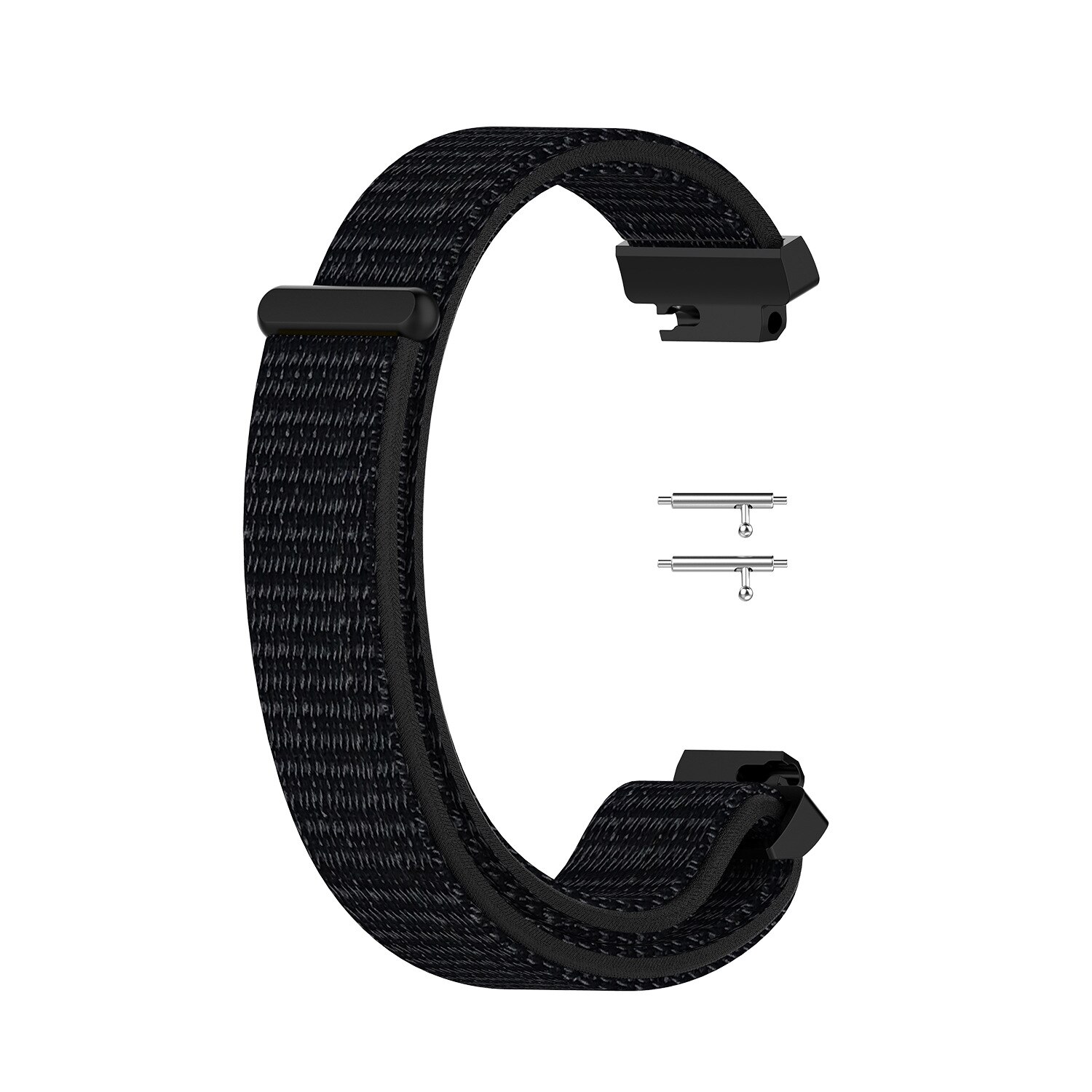 Zachte nylon loopbackband, geweven klittenband polsband, horlogeband voor fitbit inspire hr/inspire smartwatch: Zwarte zandkleur